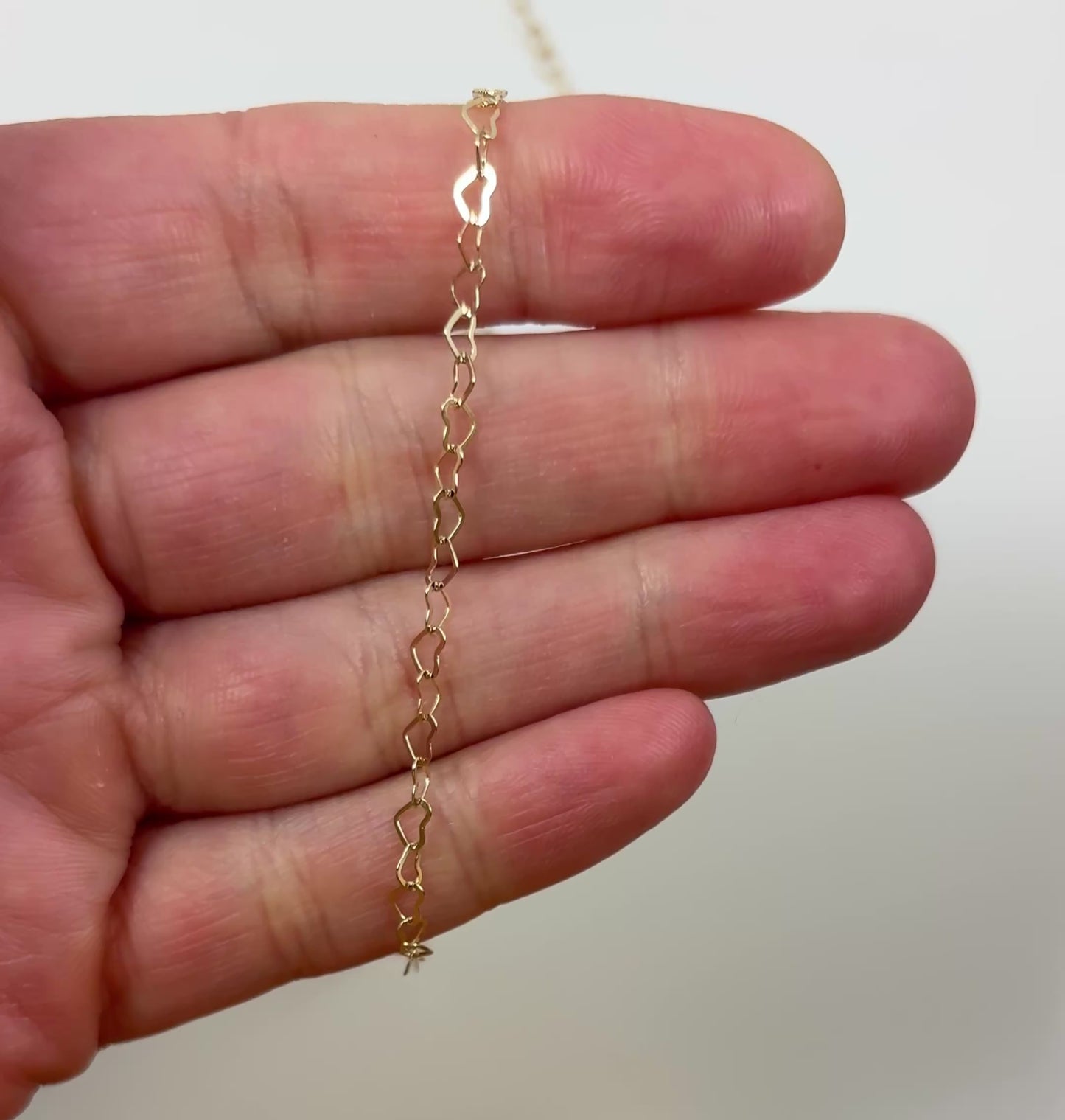 Gold Filled Flat Heart Chain 4mm x 3mm (Per Foot)