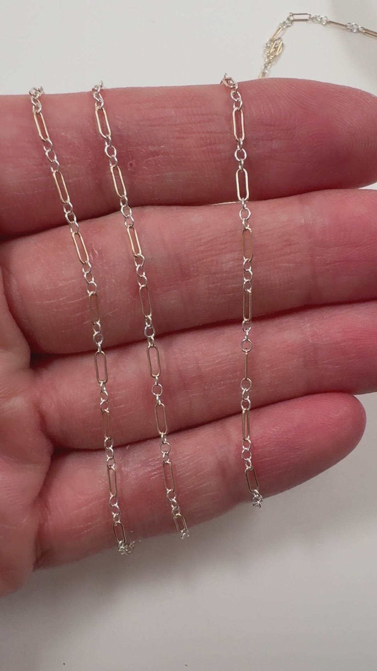 Two Tone Smooth Mixed Metal Gold Filled Sterling Silver Rectangle Long and Short 4.6mm x 1.6mm Chain (Per Foot)
