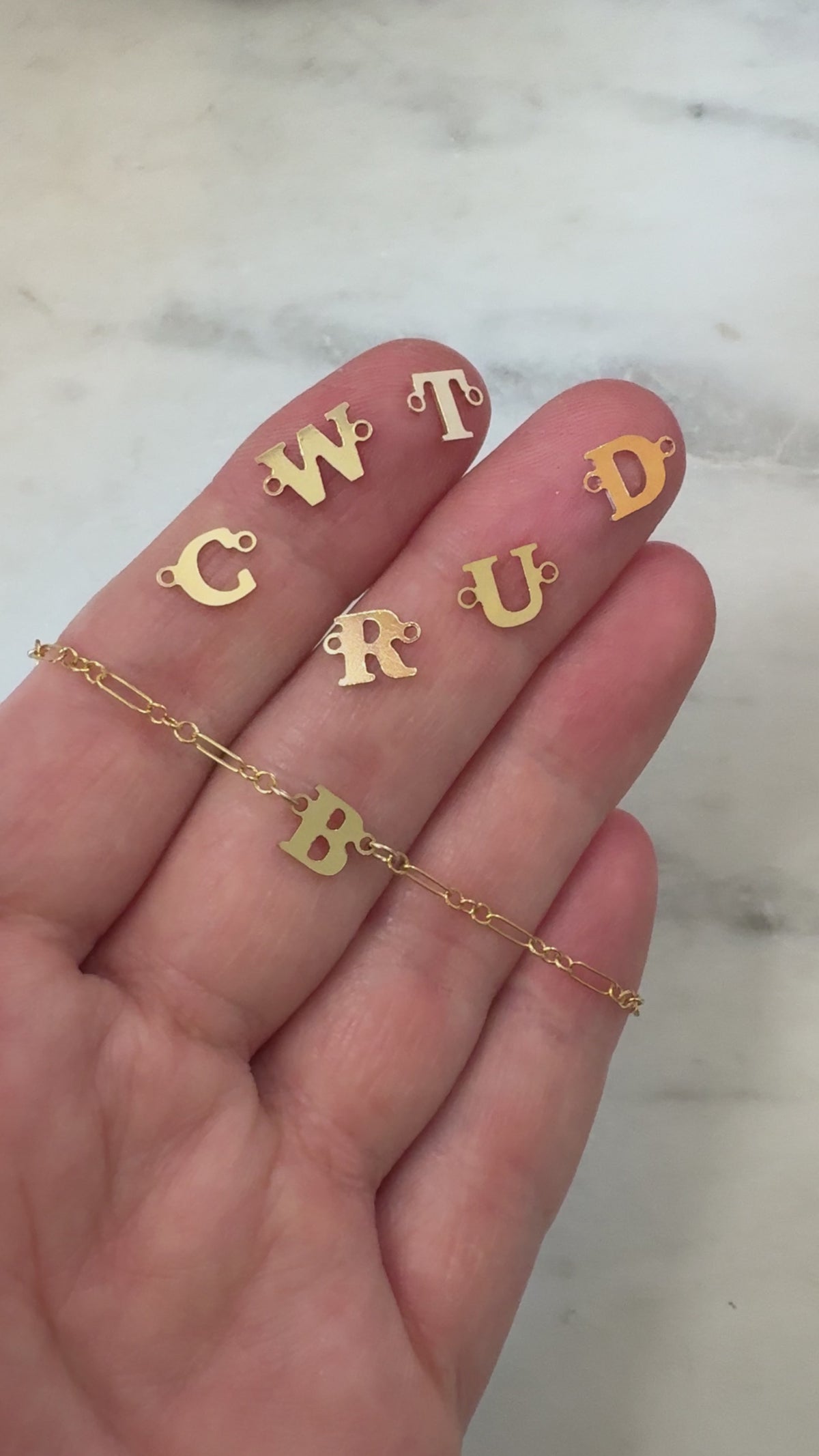 Gold Filled Block Letter Initial Connector Charms 8mm x 6mm
