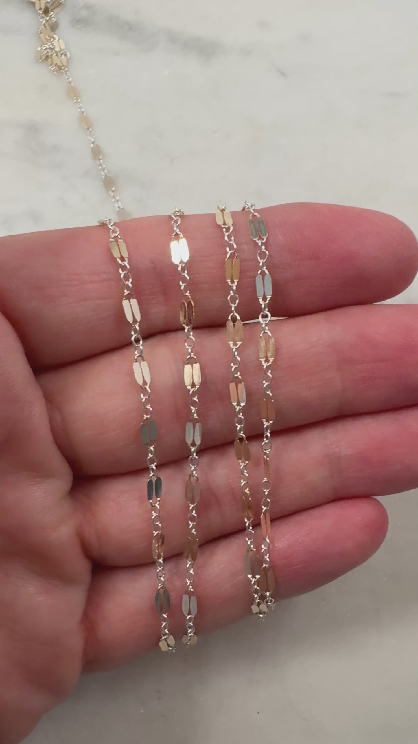 Two Tone Gold Filled and Sterling Silver Mixed Metal Flat Oval Dapped 2.3mm x 5mm Chain (Per Foot)