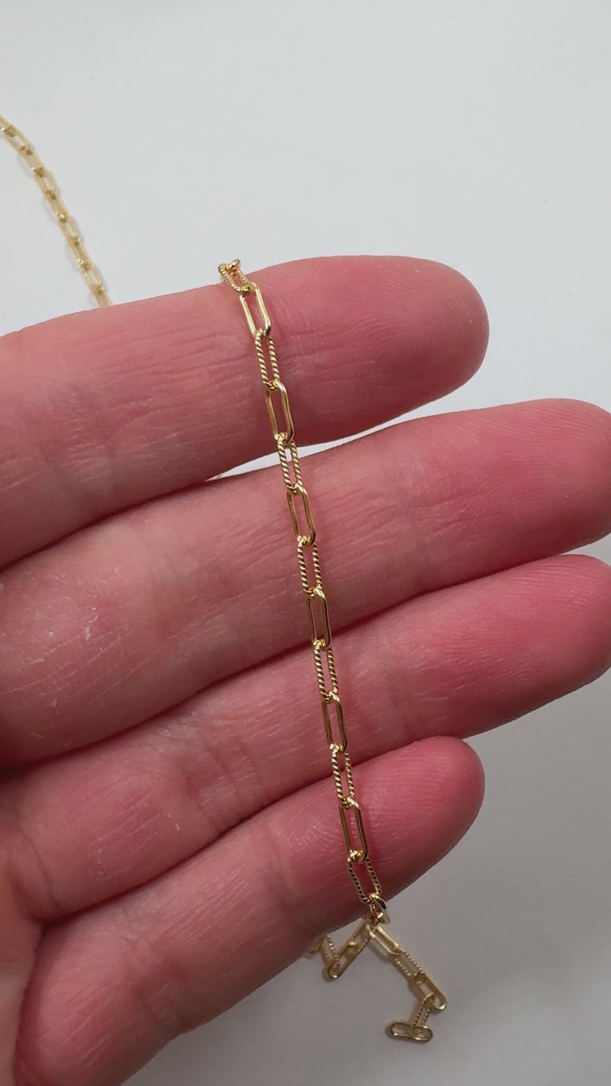 Gold Filled Textured Rope Link Paperclip Chain 5.6 x 2.25  (Per Foot)